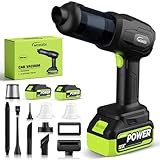WOKEGI Cordless Car Vacuum Cleaner, 35000pa Powerful Handheld Vacuum & Air Duster with 2 Batteries, Portable Rechargeable Vacuum for Car Detailing, Pet Hair, Home & Office(Green)