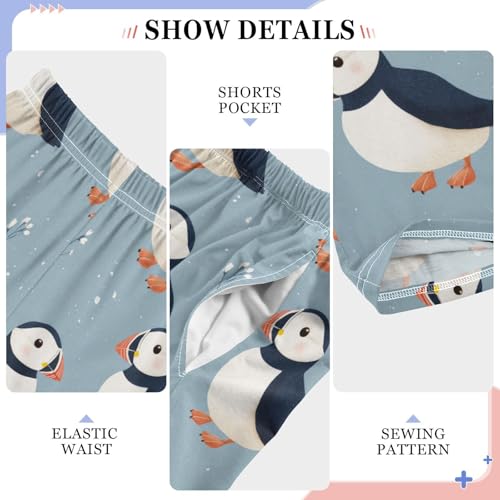 Pajama Bottoms, Pajamas Long Pant Cute Puffins Cartoon Lounge Wear Casual Sleep Pants Soft Pjs Sleepwear4