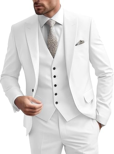 Mens Suit 3 Piece Slim Fit Suit for Men Groom Wedding Suit Prom Tuxedo for Men Jacket Vest Pants Set