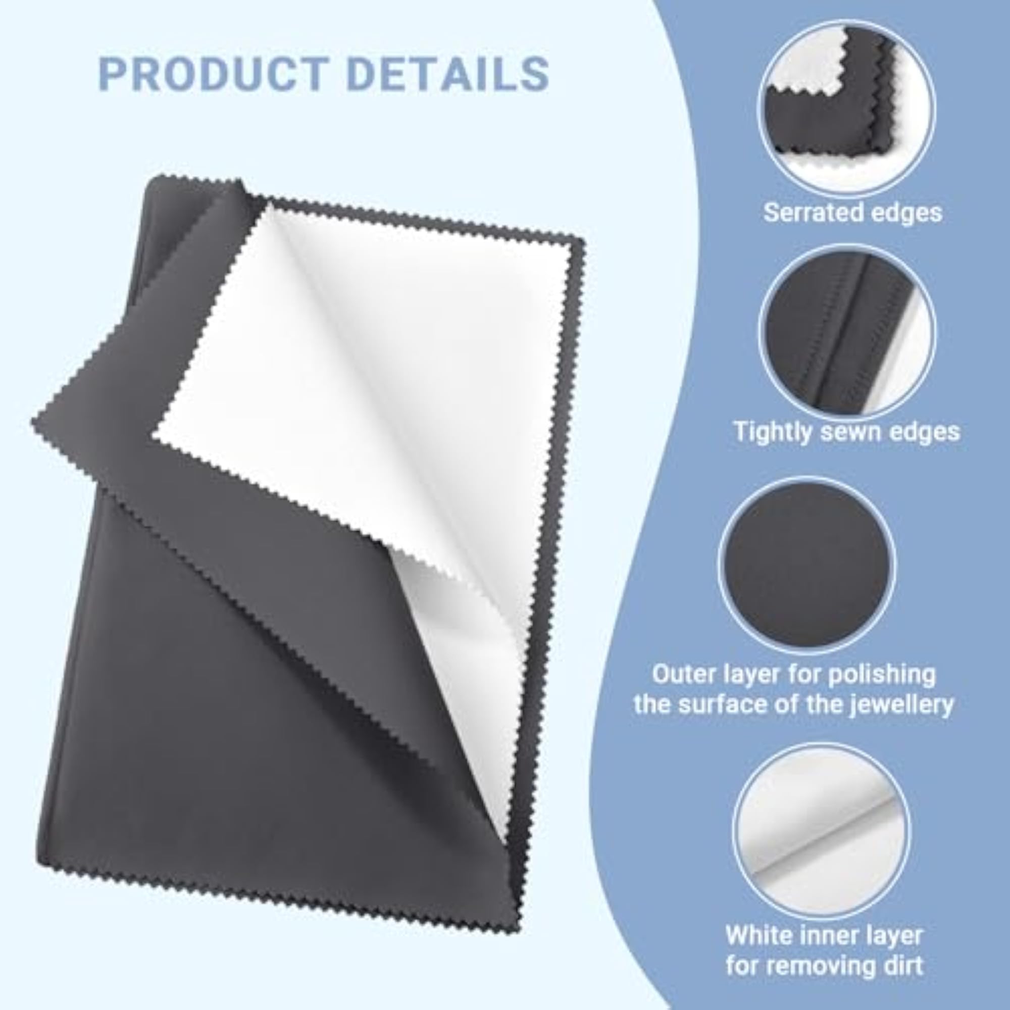 2pcs Jewelry Polishing Cleaning Cloth, Large Size