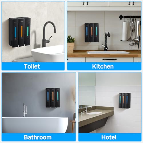 Glintgath Shampoo And Conditioner Dispenser Shower Soap Dispenser Shower Dispenser 3 Chamber No Drill Shampoo Dispenser For Shower Wall thumb #1