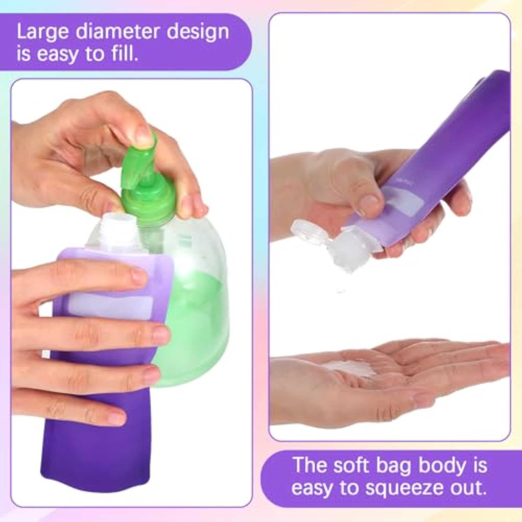 6 Pcs Travel Pouches for Toiletries, Leak Proof Containers