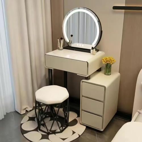 ���ϑ� �h���b�T�[ �R���p�N�g ���C�N�f�X�N ���� dressing table �����K���X�V�� ��?�� �I�V���� ���[�t�� LED�~���[���C�g�t�����邳�����\��3�̏Ɩ����[�h �h���b�T�[�e�[�u�� �P�n ������� ����50cm�`80cm (���ƃX�c�[��
