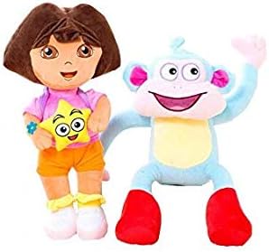 SCOOBA Combo Pack of Dora Doll and Monkey Soft Toy -40cm Dora and 35cm Dora Monkey