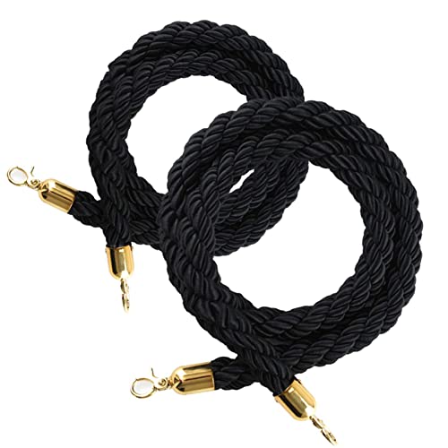 Barrière de contrôle des foules avec corde noire torsadée pour l'accueil de vos événements
