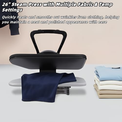 Intelligent Steam Press, 1600W Digital Steam Press with Multiple Fabric Settings and Steam Burst Function, Steam Iron Press with Touch Screen, 26" L x 20.8" W x 10.2" H (Black) - Image 3