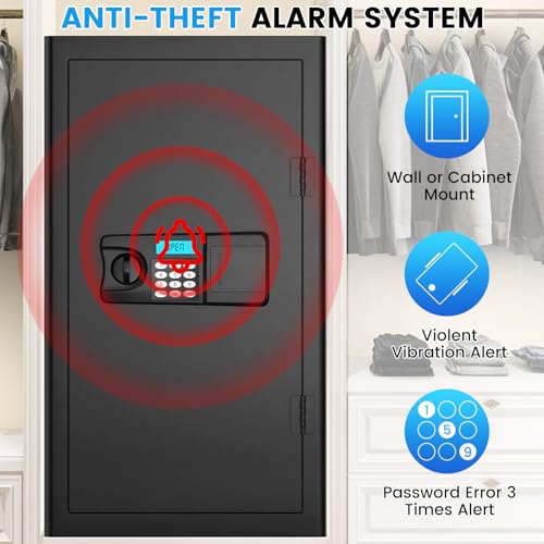 6.0 Cuft Large Home Safe Fireproof Waterproof, Anti-theft Fireproof Safe Box with Combination Lock, Alarm Systerm and Removable Shelf, Digital Document Fire Safes for Home Money Valuables - Thumbnail 6
