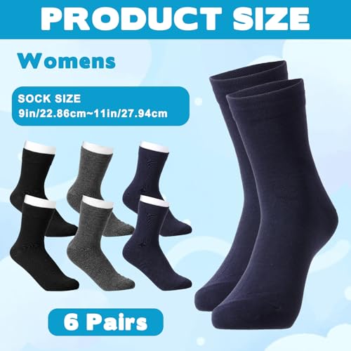 6 Pair Combed Cotton Socks Solid Extremely Dress Soft Thin Crew Sock Comfortable Non Binding Seamless Toe Sock for Business Trouser Casual Womens2
