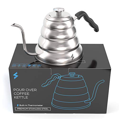 Pour Over Coffee Maker Tea Kettle â€“ Premium Gooseneck Kettle Coffee Pot With Fixed Thermometer for Perfect Coffee and Tea - Teapot with Max Line (34floz)