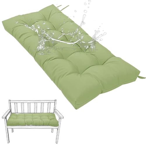 Cojines impermeables para banco de jardín al aire libre, 8 cm, antideslizantes, cojines de asiento para interiores, color verde hierba, 160 x 40 cm, perfectos para patio y comodidad en el hogar