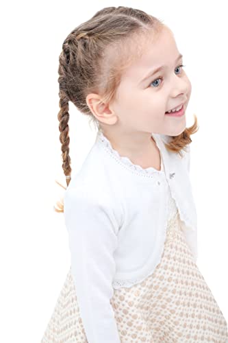 Lilax Baby Girls' Knit Long Sleeve Button Closure Bolero Cardigan Shrug 9-12 Months White #TOP4