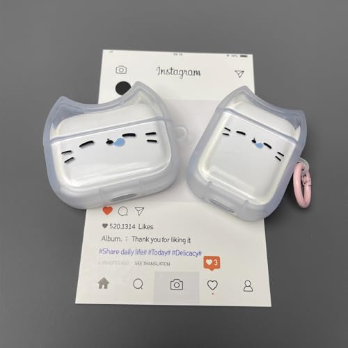 Image of Transparent Clear Earphone Case for AirPods Pro, Cute Lovely Cat Face Soft TPU Silicone Case, Kitty AirPods Pro 2 Cover Protective Skin Shockproof Protector for iPod Earbuds -Sleeping Cat
