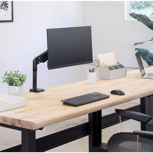 Image of Fellowes Platinum Series Single Monitor Arm for 40-Inch Monitors, Full Motion, 360 Rotation, VESA Mount with Grommet or Clamp, USB Ports, Ergonomic, Black, 8043301