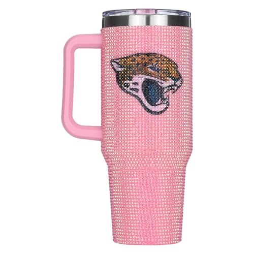 Image of The Memory Company Officially Licensed 40oz Pink Bling Game Day Tumbler, Jacksonville Jaguars