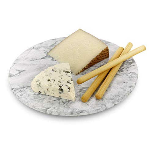 Homiu, Marmor - weiß, rundes Schneidebrett/Charcuterie Brett/Käsebrett/Servierplatte, hackfest, spülmaschinenfest - 26 x 26 x 1.2 cm, stylisch, multifunktional (Zubereitung & - Servierungsmöglichkeit) Cover