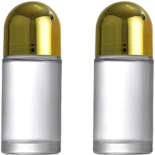 2 Pcs Clear 50ML Glass Empty Roller Bottles with Plastic Roller Ball Deodorant Roll On Containers Leak Proof Massage Ball Bottles with Cap for Essential Oil Perfume Cosmetics (4.13 x 1.61)