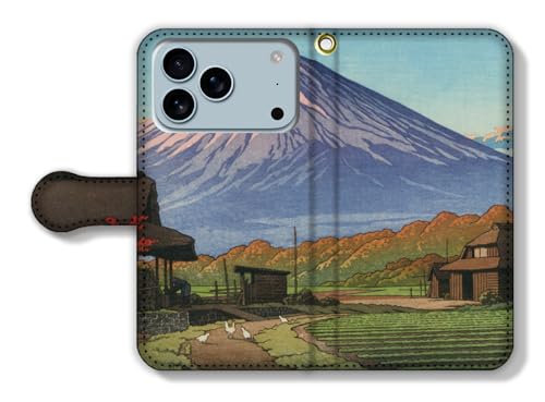 手帳型 iPhone17 Pro互換 スマホケース 【アートシリーズ】 川瀬巴水 ☆新版画☆ 浮世絵 絵画 芸術 アート 風景画 (船津の秋)