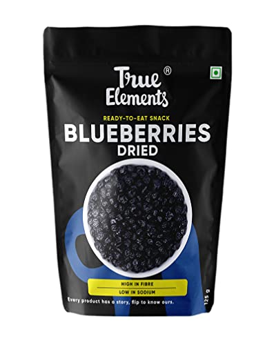 Image of Dried Blueberries 125g by True Elements - Naturally Dried Blueberries | Vitamin Rich Berries | Healthy Snacks | Dried berries | Ready to Eat Snack