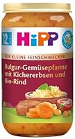 HiPP Bio Bulgur-Gemüsepfanne mit Kichererbsen und Bio-Rind (6 x 250g), Menü ab 12. Monat, mit Omega-3