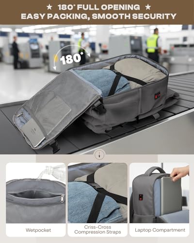 ZHXX Ryanair Handgepack 40x30x20,Handgepäck Rucksack Leichter Kabinenrucksack mit 14 Zoll Laptopfach & Diebstahlsicherung,Dunkelgrau.