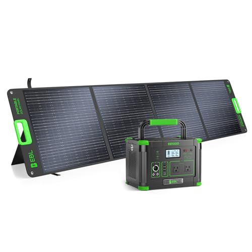 EBL 1000W Portable Power Station With 200W Solar Panels, 999Wh