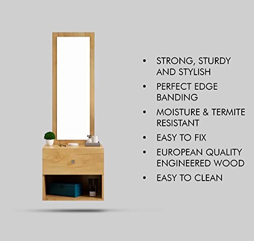 Image of Bniture Wooden Dressing Table for Bedroom with 1 Drawer, Mirror and Huge Storage Space | Long Dresser Vanity Table with Mirror (42D x 60W x 180H CM) (Giant Wood, HXDR105)