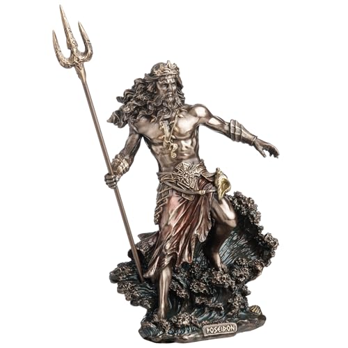 Estatua de Poseidón de bronce fundido 7.5 in miniatura 3