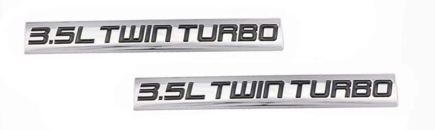 BKDRL 2-Piece 3.5L Twin Turbo eblem Badge Metal Decal Fender Trunk Badge Fit for Trunk Hood Door (Black Silver)
