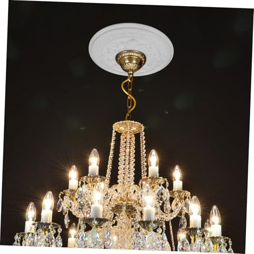 Médaillon de plafond Lurrose en polyuréthane blanc vintage léger - 3