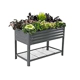 Elevated Raised Garden Bed-V Series, 2' x 4' Garden Beds with Legs & Storage Rack for Patio Porch, 700 Lbs Weight Capacity, Outdoor Planter Boxes for Gardening Herbs Vegetables Flowers, Modern Gray