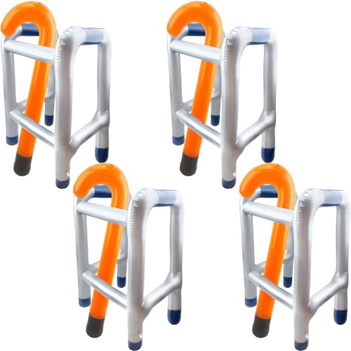 8 Pcs Inflatable Walkers and Canes Blow up Walker and Canes Old Age Costume Accessories Senior Dress Up for Halloween Retirement Party Decorations Grank Gifts