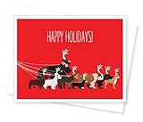 Dog Walk Holiday Christmas Cards, Set of 10 Greeting Cards