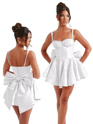 Satin Homecoming Dress with Bow Short Prom Dresses for Teens A Line Corset Cute Cocktail Birthday Party Gowns