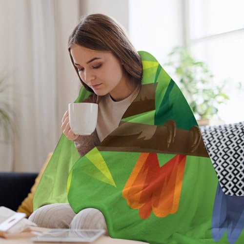 Plaid perroquet en flanelle pour canapé couverture cocooning