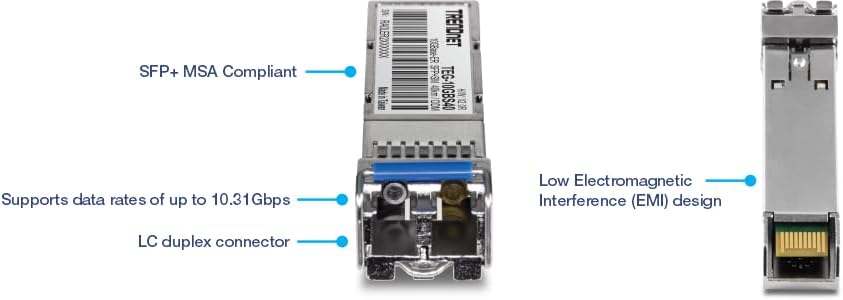 Miniatura 6 de TRENDnet SFP to RJ45 10GBASE-ER SFP+ Módulo LC monomodo, TEG-10GBS40, hasta 24.9 mi (24.9 millas), Transceptor SFP+ enchufable en caliente, Longitud