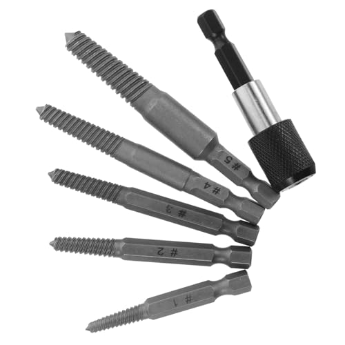 Angoily 6-in-1 Tap Extractor Set Stripped Bolt Remover Tool Water Screw Extractor Kit for Diy Home Repair