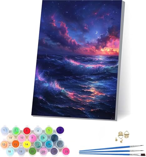 G C yCgoCio[ v DIY Paint by Numbers LbghG h G fW^G uVƃANG̋ l̂߂̃NGCeBuȎ z[ ItBX Mtg 40x50cm t[t F-6