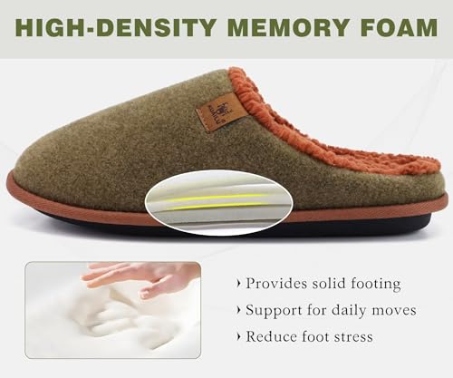 Image of KuaiLu Mens House Memory Foam Slippers with Comfortable Warm Plush Lining | Casual Slip On Lightweight Bedroom Pantuflas,Cushion Orthopedic Arch Support Walking Outdoor Garden Footwear US7-15