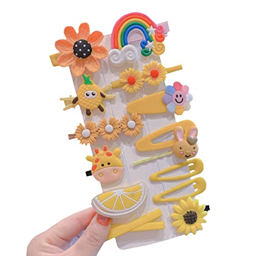 Samtiny 14Pcs Rainbow Hair Clip Fashion Pearl Hair Clip Sweet Artificial Macaron Resin Hair Clip Suitable for Women Hair Clips Hair Accessories Styling Tools 1 Yellow 14 piece set