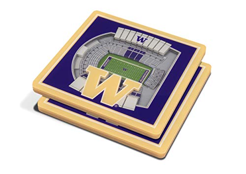 YouTheFan NCAA Washington Huskies 3D StadiumView Coasters - Husky Stadium 4" x 4"