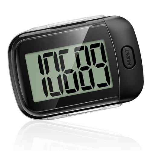 3D-Schrittzähler zum Gehen, einfacher Schrittzähler zum Gehen mit abnehmbarem Clip und Umhängeband, genaue Schrittzähler für Schritte, Schritt-Tracker mit großem Display für Männer, Frauen und Kinder