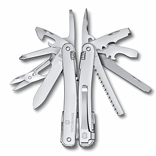Victorinox Swiss Tool Spirit MX Clip Swiss Army Knife, 25 Function Swiss Made Multitool with Large Blade, Pliers and Wire Cutter - Silver