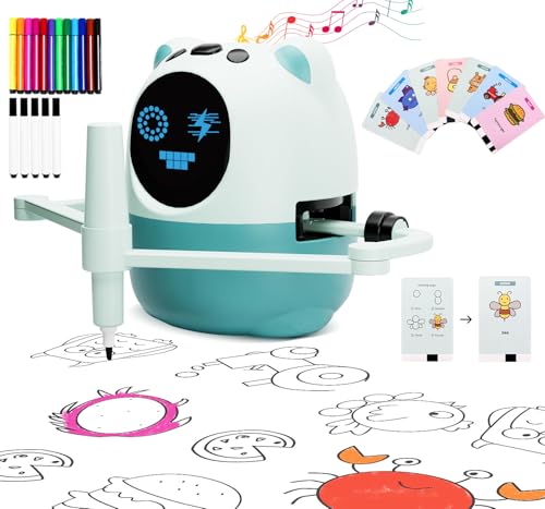 Drawing Robot for Kids with 150 Cards& 12 Color PensMontessori Drawing Learning Toys Interactive Educational Robot Drawing Machine for 3 4 5 6 7 8 Year Old Boys Girls Christmas Birthday Party Present