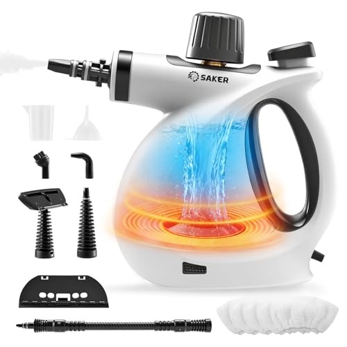 Image of Saker Pressurized Handheld Steam Cleaner,Steam Disinfection Cleaner,Portable Steam Cleaner for Home,1050W Steam Cleaner,Quick Heating & Deep Cleaning of Floors, Cars, and Kitchen with 5 Fiber Cloths