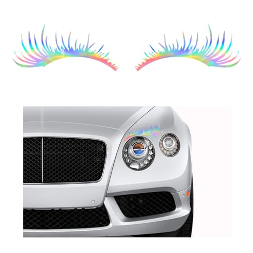 Image of Ohleats 2PCS Car Headlight Eyelash Stickers, Funny Cute Fake Eyelashes Bumper Window Decal, Waterproof Decoration Sticker for Auto Body Headlamp, Universal Exterior Car Accessories (Colorful)