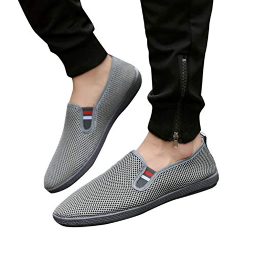 Fashion Men Mesh Casual Slip-On Breathable Driving Boat Shoes Dress Shoes Shoes Casual Size (Grey, 7)2