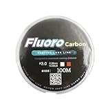 FONGKNOX 100M Fluorocarbon Fishing Line 100% Fluoro Leader Line Virtually Invisible Low Memory Sink Fast Clear High Sensitive Anti-Curl Abrasion Resistance Freshwater Saltwater Size 3.0 14.85LB/6.75KG