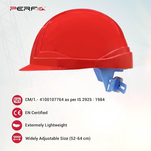 Image of PERF Safety Helmet for Construction & Outdoor Work|Easy 3D Fitting System for Any Head Size|Lightweight|8-Point Support Easy Impact Absorption Sweatband|XPrssPNV (Red)