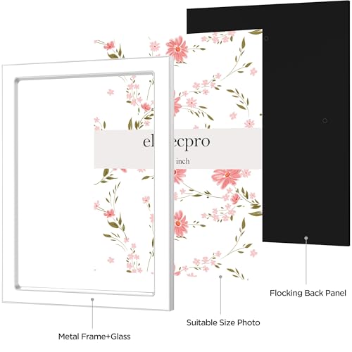 Image of eletecpro 5x7 Enamel Picture Frame with Real Glass Cover, Cute Photo Frame with Silver Metal Edge, Horizontal and Vertical Display Pictures 5 by 7 for Tabletop and Wall Decor, White, 1 Pack