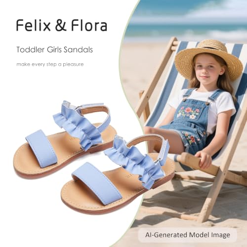 Image of Felix & Flora Toddler Girl Sandals - Little Girl Easter Dress Shoes Lightweight Open Toe Beach Holiday Flats